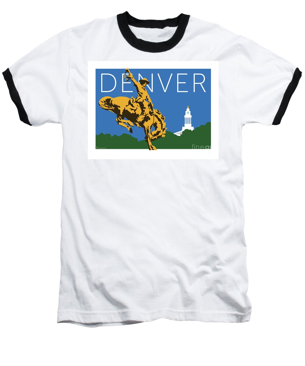 Denver Baseball T-Shirt featuring the digital art DENVER Cowboy/Dark Blue by Sam Brennan