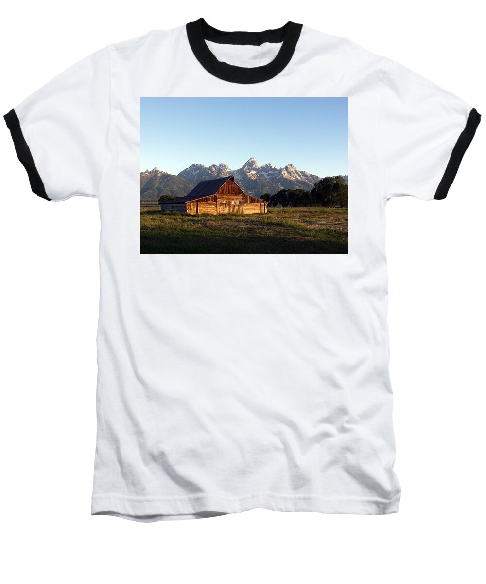 Landscape Yellowstone Grand Tetons Cabin Baseball T-Shirt featuring the photograph Dnrd0104 by Henry Butz