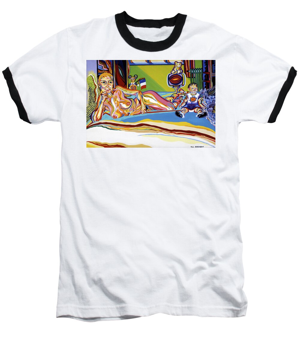 Female Nude Baseball T-Shirt featuring the painting Domaine De Dominique by Robert SORENSEN