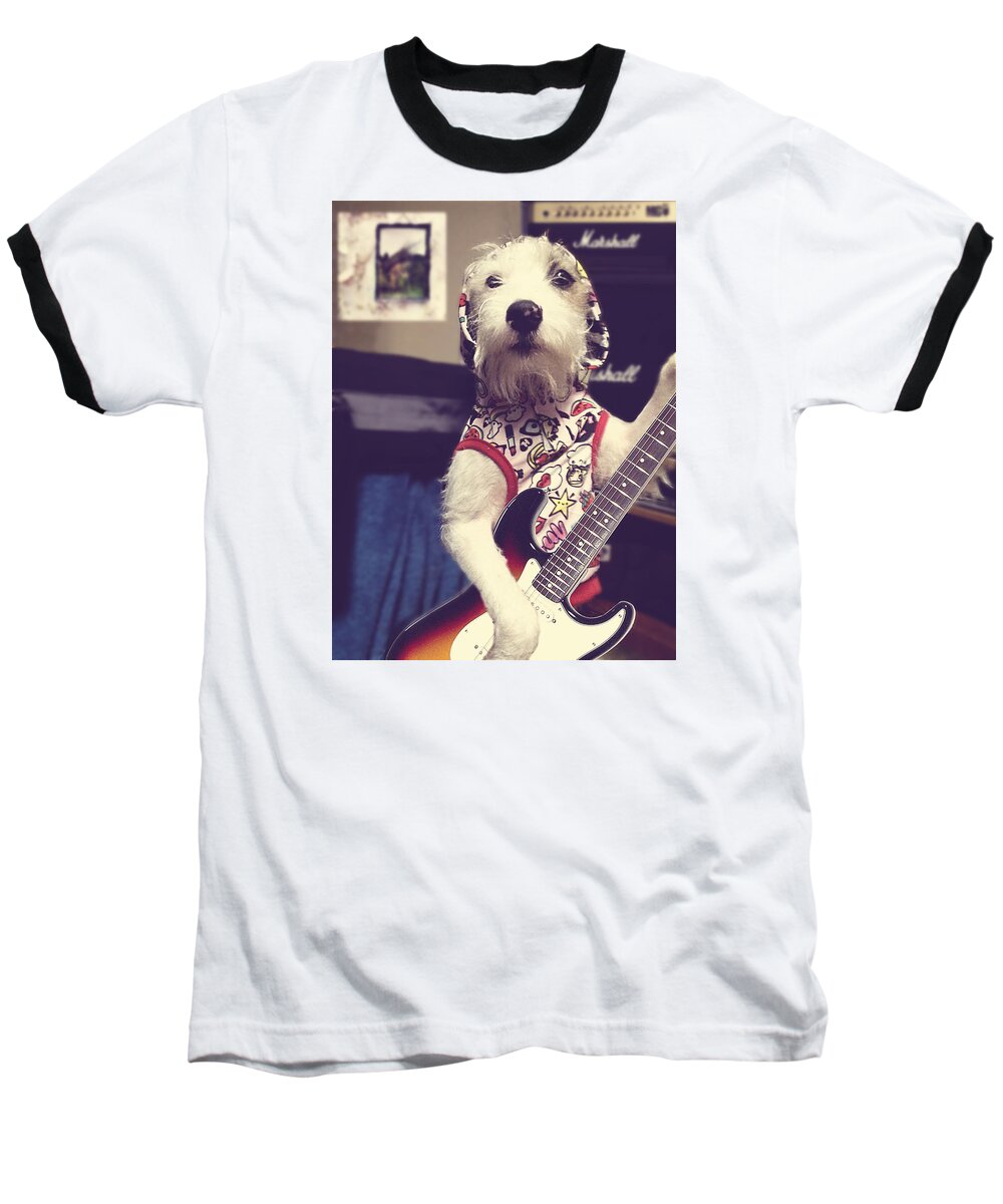 Richard Reeve Baseball T-Shirt featuring the photograph Eddie Plays Guitar by Richard Reeve