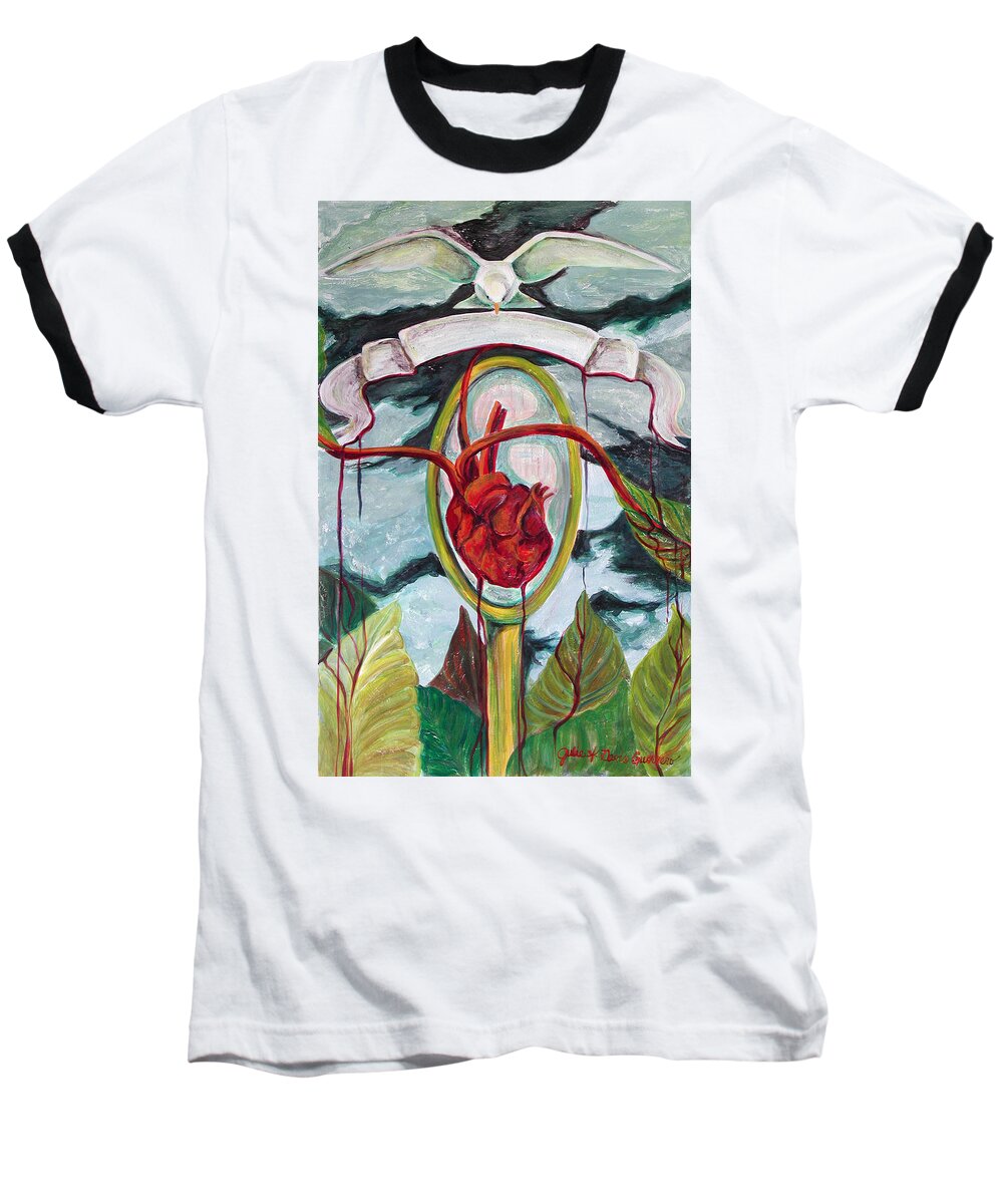Frida Baseball T-Shirt featuring the painting El Reflejo by Julie Davis