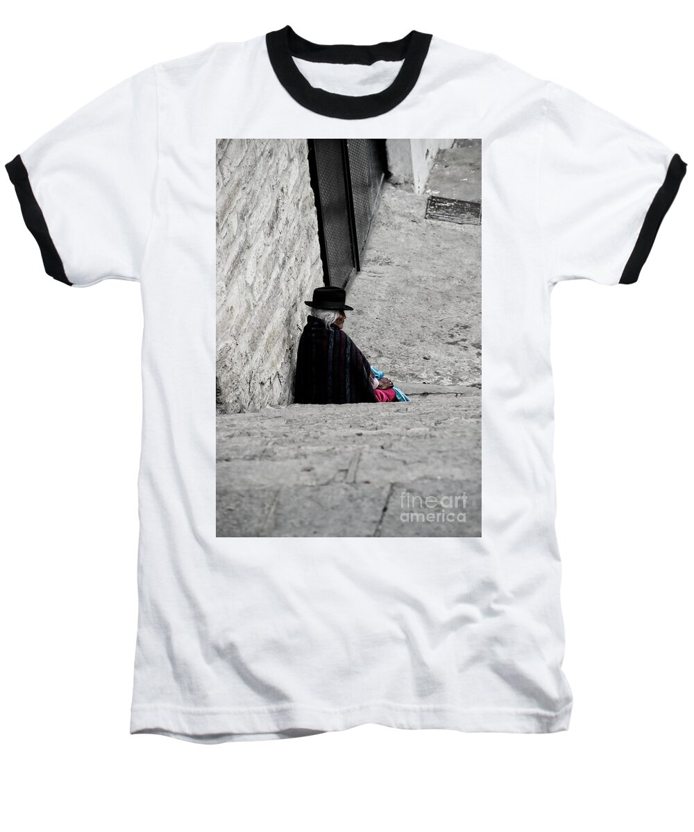 Old Baseball T-Shirt featuring the photograph Elderly Beggar In Chordeleg by Al Bourassa