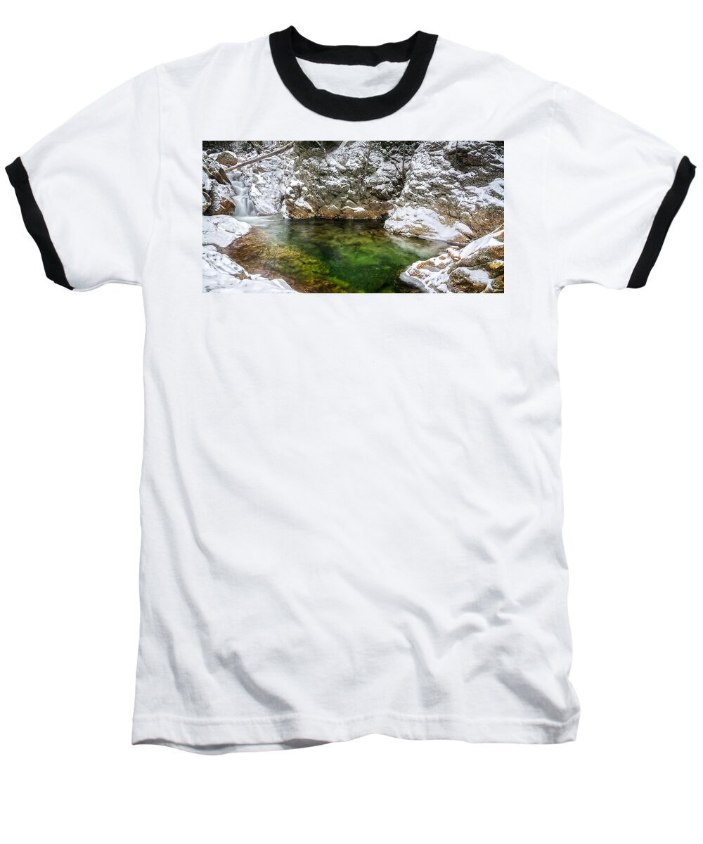 Emerald Pool Baseball T-Shirt featuring the photograph Emerald Pool Ellis River NH by Michael Hubley