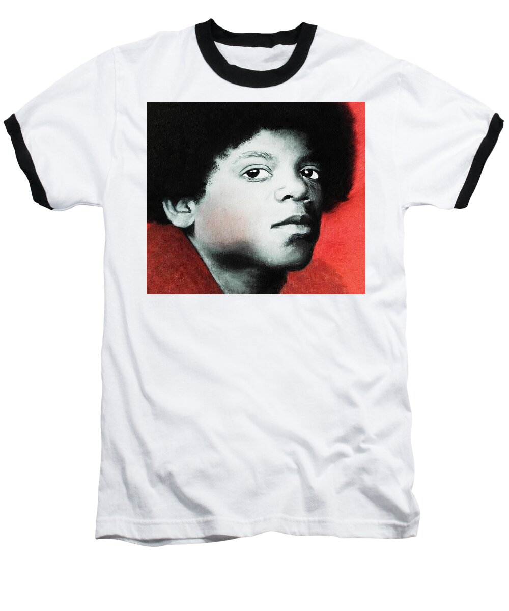 Michael Jackson Baseball T-Shirt featuring the painting Empassioned by Cassy Allsworth