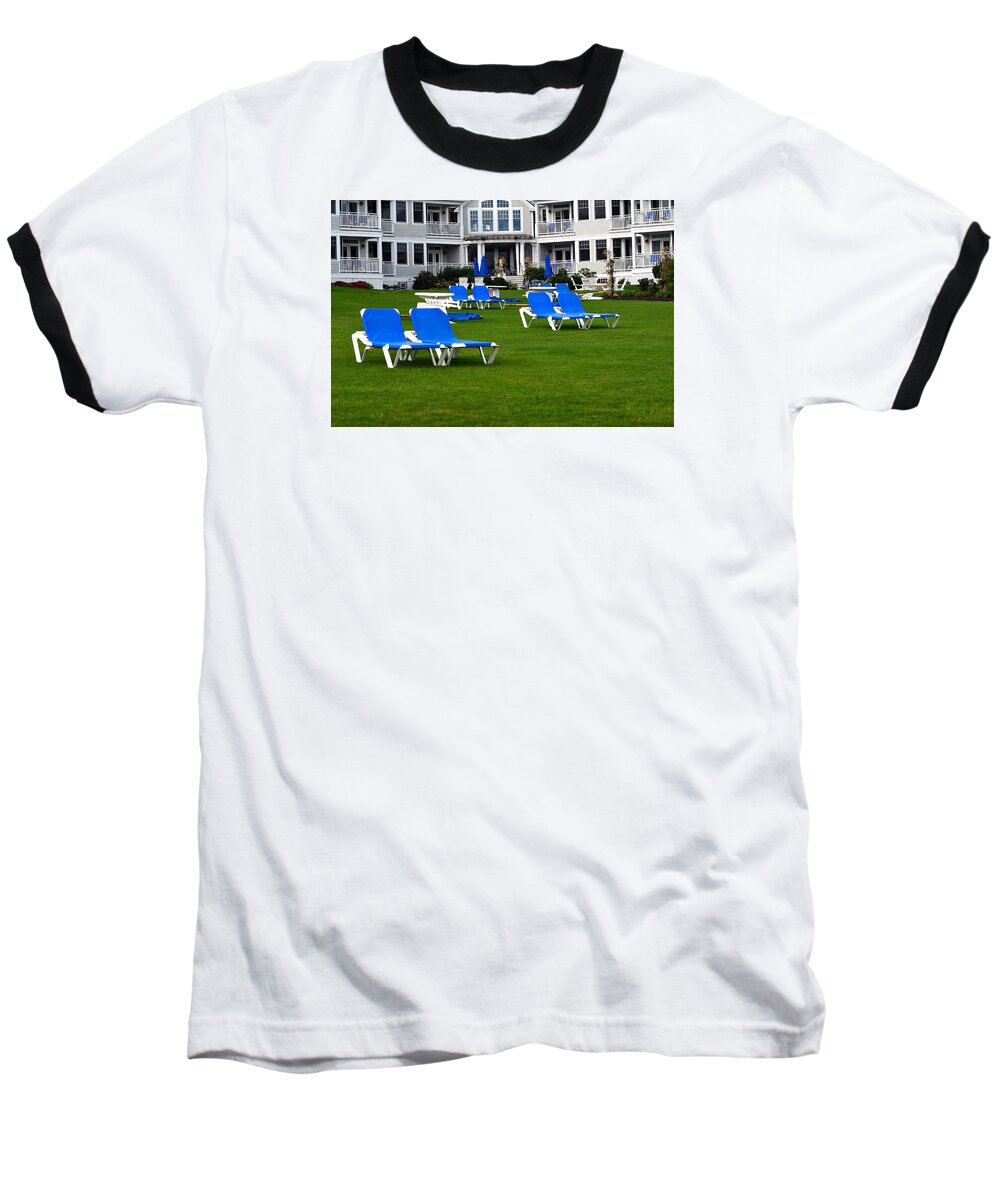 Lawn Chairs Baseball T-Shirt featuring the photograph End of Season 3 by Richard Ortolano