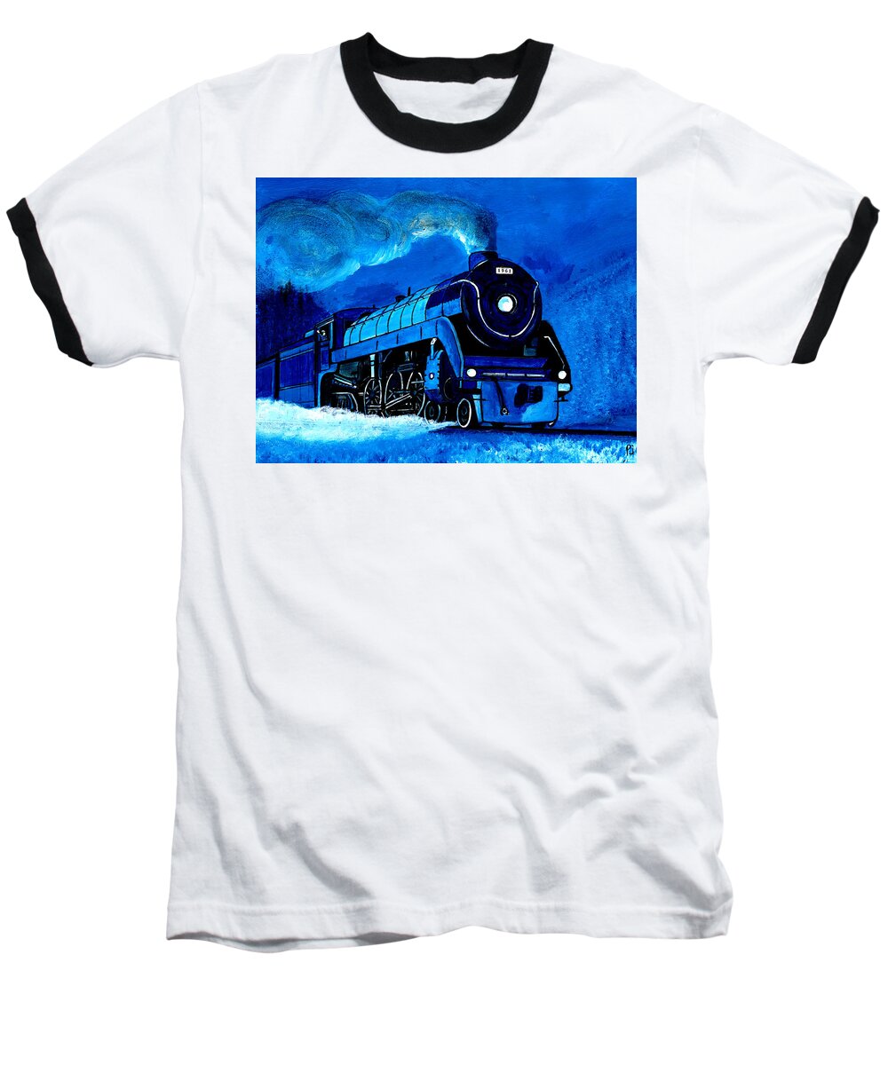 Steam Engines Baseball T-Shirt featuring the painting Engine # 1961 by Pj LockhArt