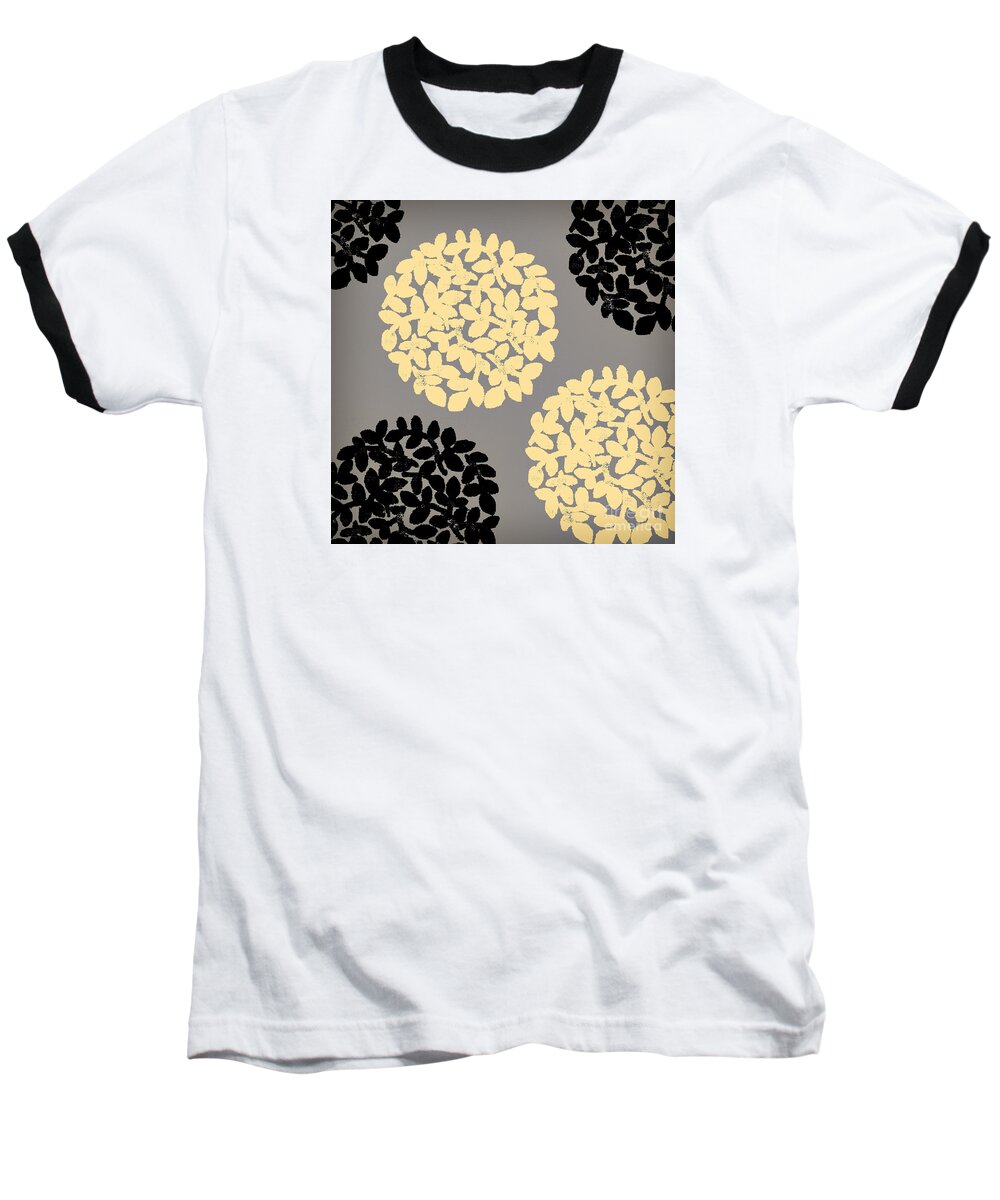 Yellow Baseball T-Shirt featuring the painting English Garden Retro Flower pattern by Mindy Sommers