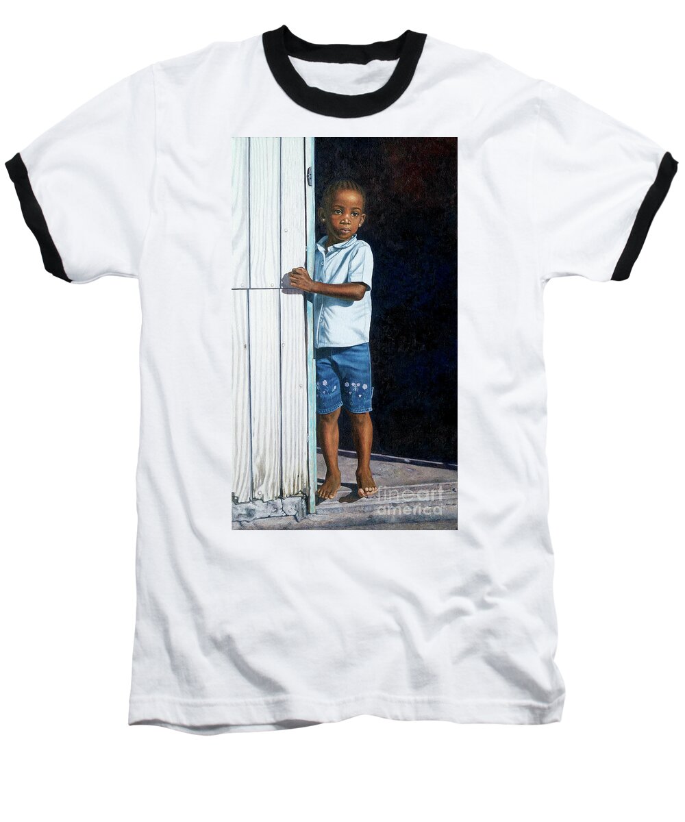 Little Baseball T-Shirt featuring the painting Expectations by Nicole Minnis