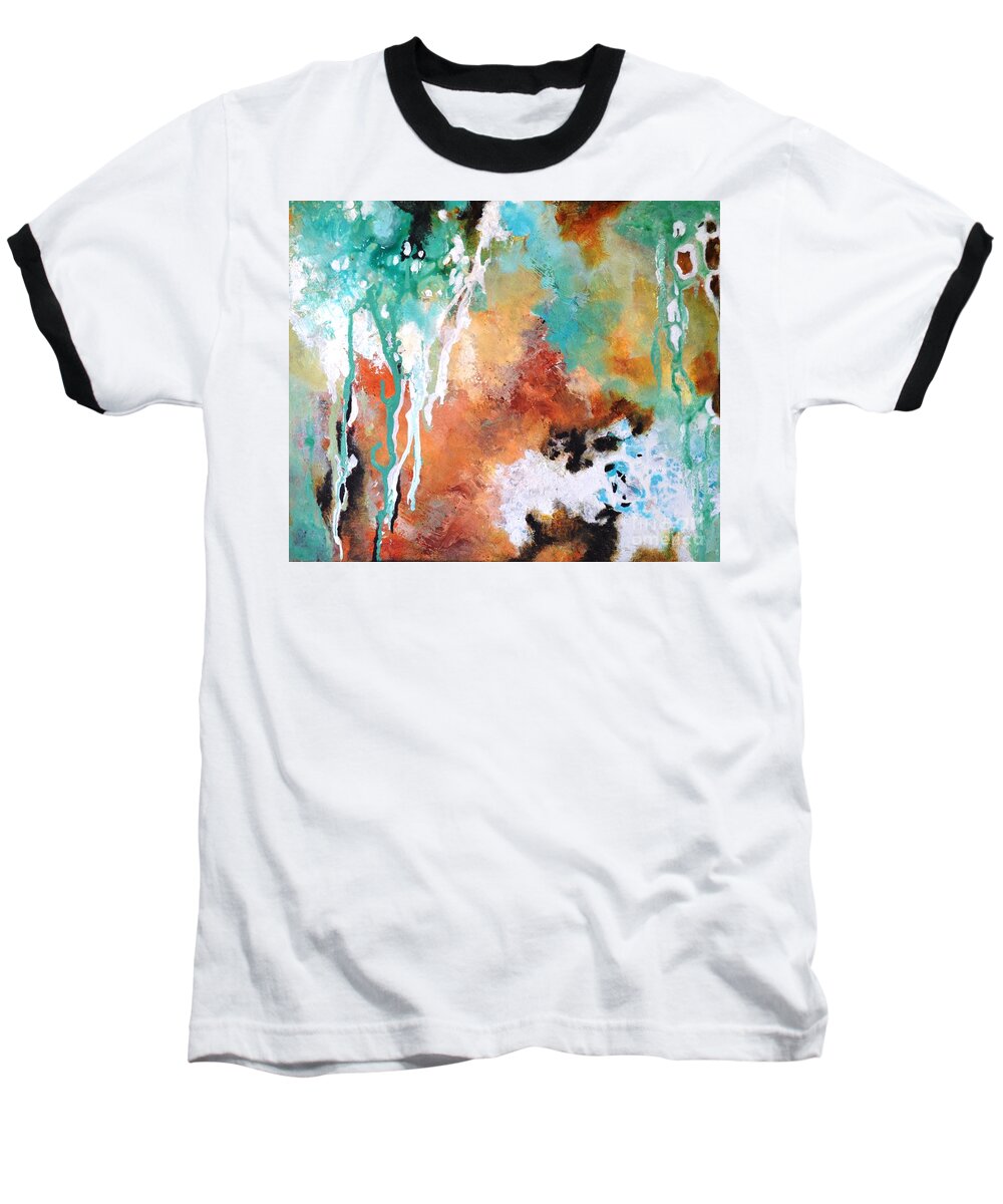 Abstract Baseball T-Shirt featuring the painting Facets #2 by Betty M M Wong