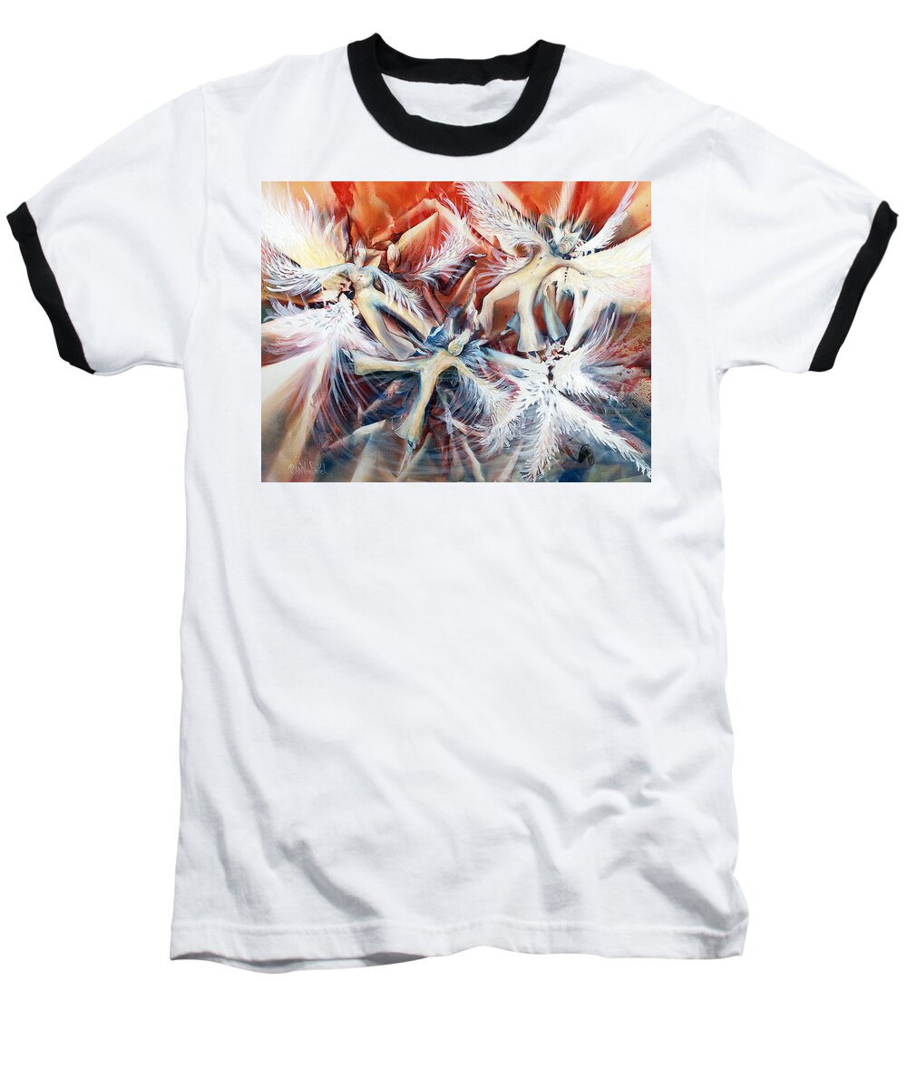 Figurative Baseball T-Shirt featuring the painting Falling Angels by Jan VonBokel