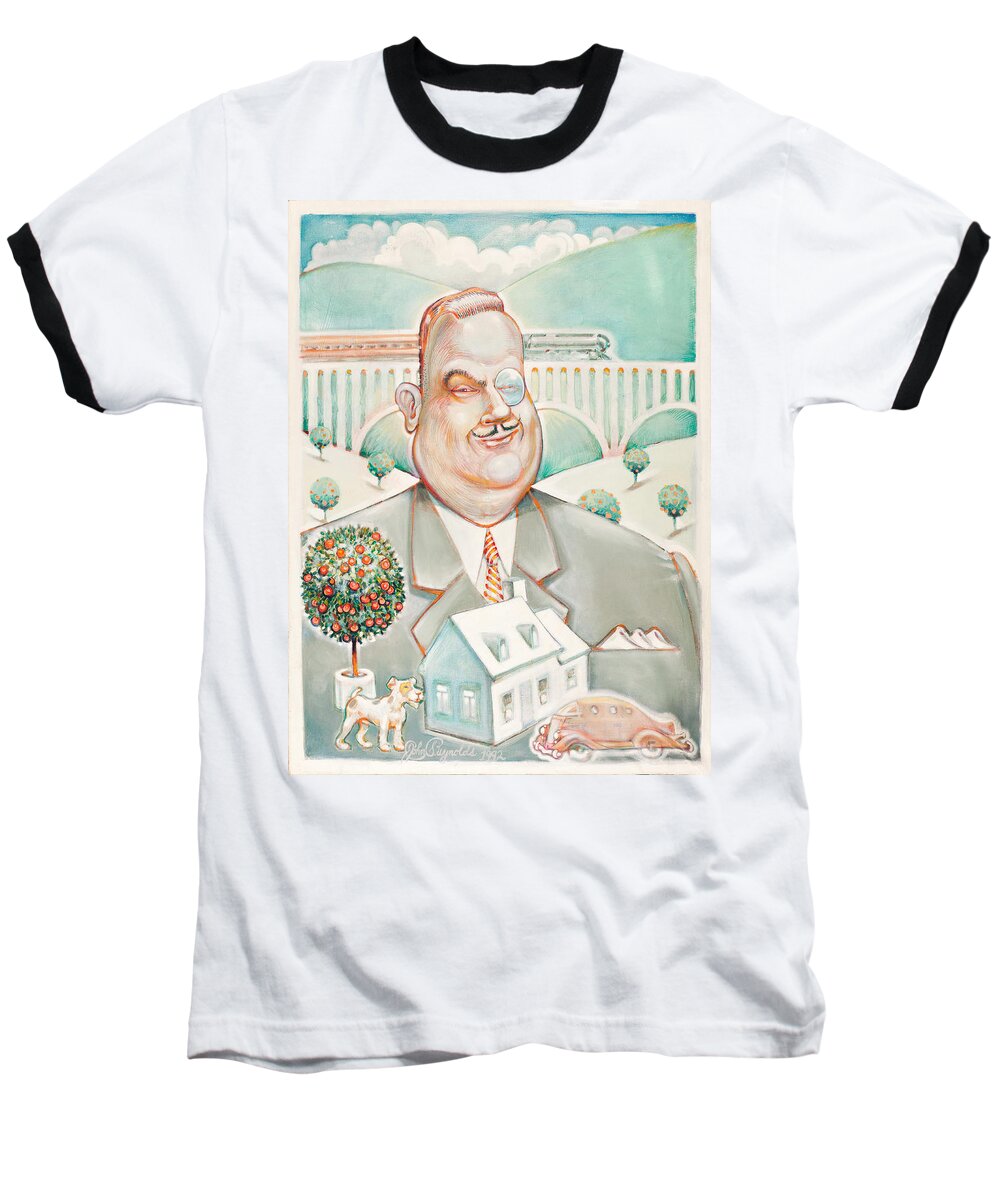 Fat Cat Man Baseball T-Shirt featuring the painting Sir Billiam by John Reynolds