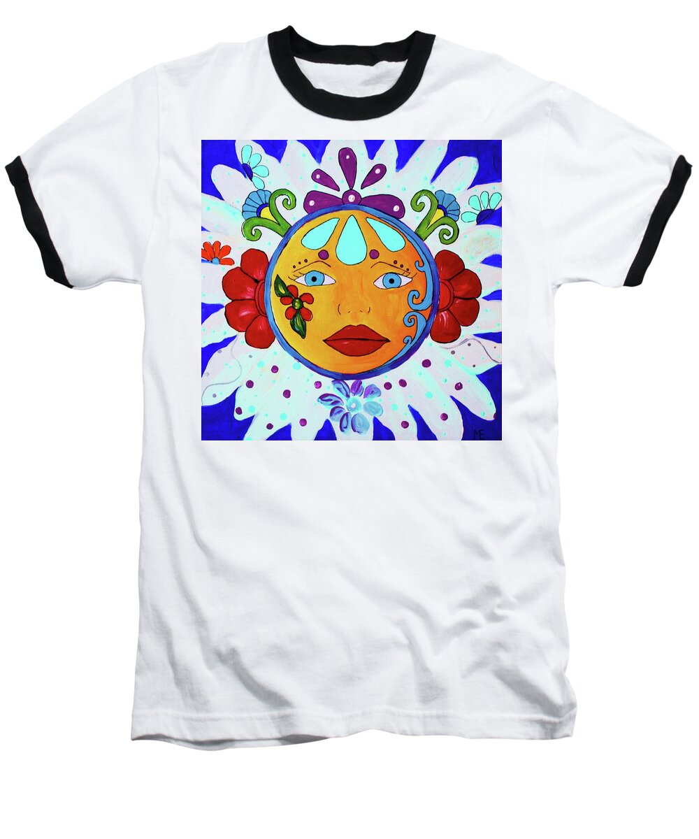 Talavera Face Baseball T-Shirt featuring the painting Fearless by Melinda Etzold