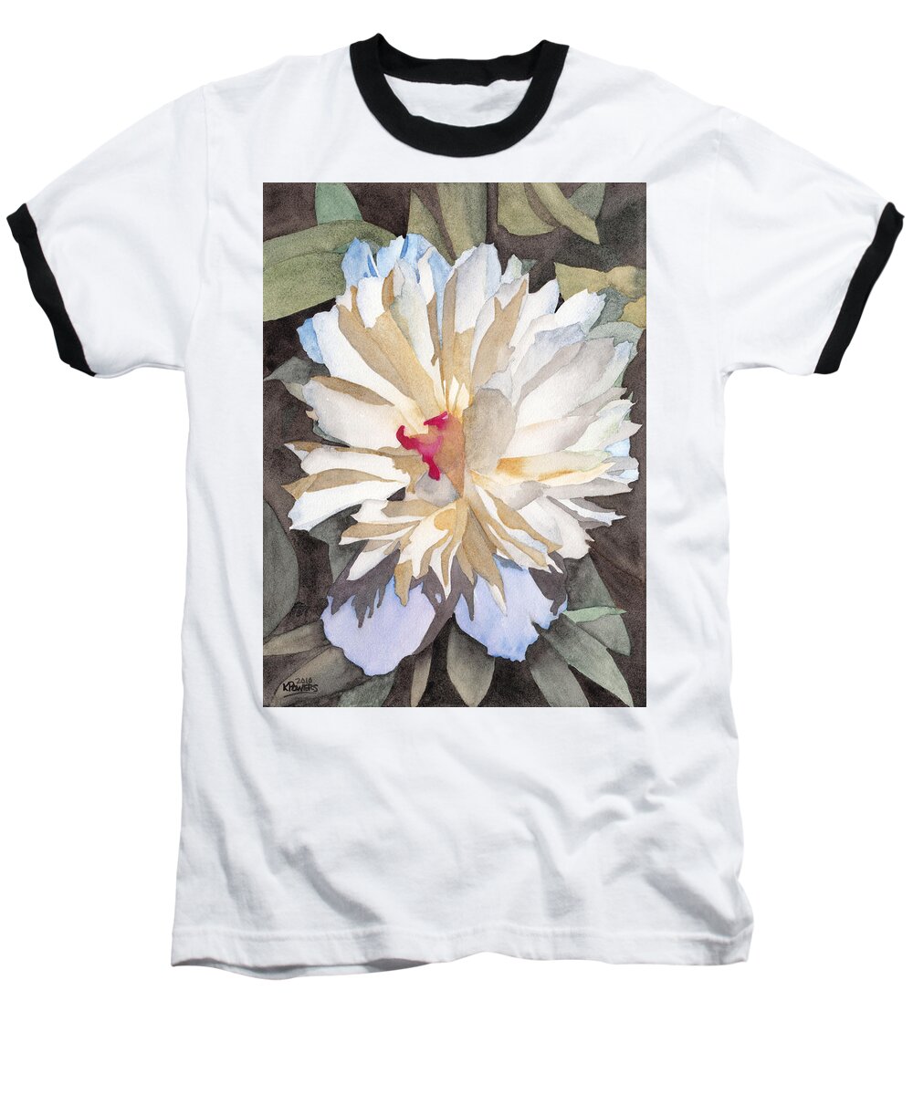 Watercolor Baseball T-Shirt featuring the painting Feathery Flower by Ken Powers
