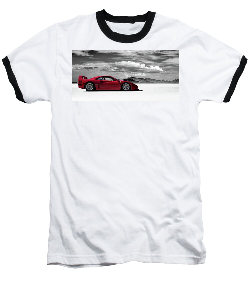 #faatoppicks Baseball T-Shirt featuring the digital art Ferrari F40 by Douglas Pittman