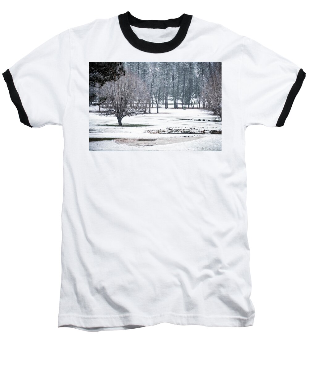 Snow Baseball T-Shirt featuring the photograph First Snow by Wendy Carrington
