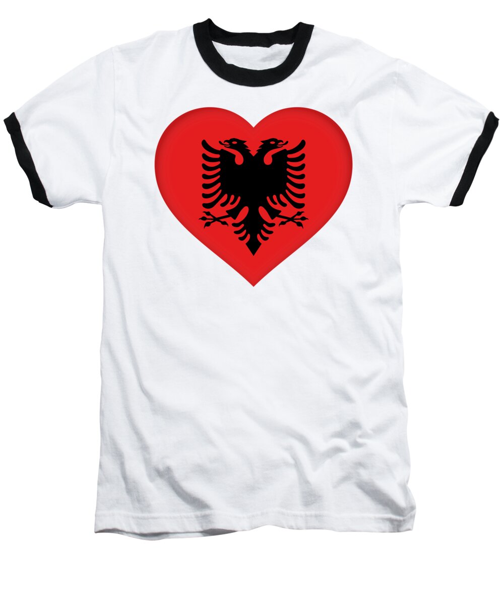 Albania Baseball T-Shirt featuring the digital art Flag of Albania Heart by Roy Pedersen