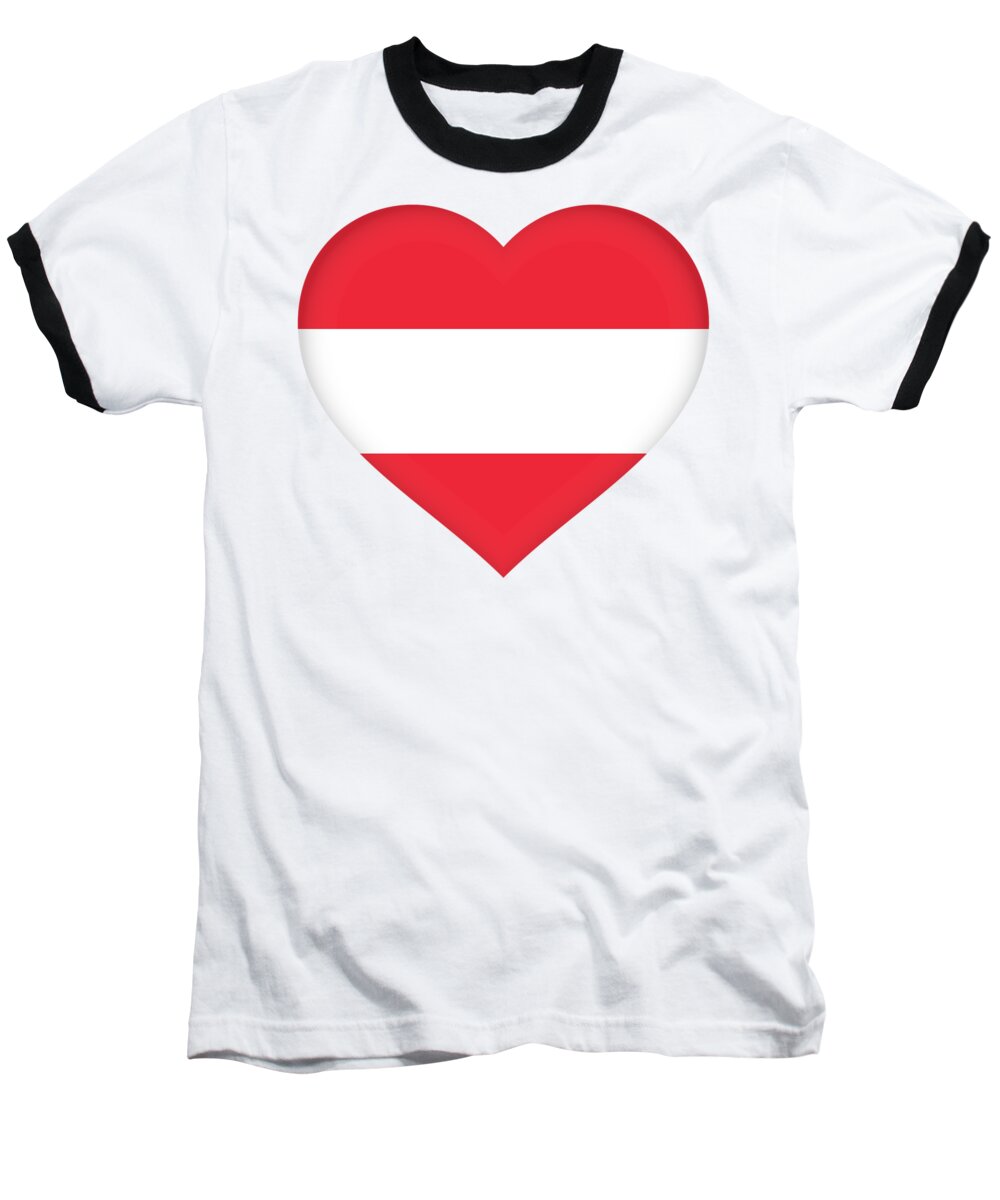 Austria Baseball T-Shirt featuring the digital art Flag of Austria Heart by Roy Pedersen
