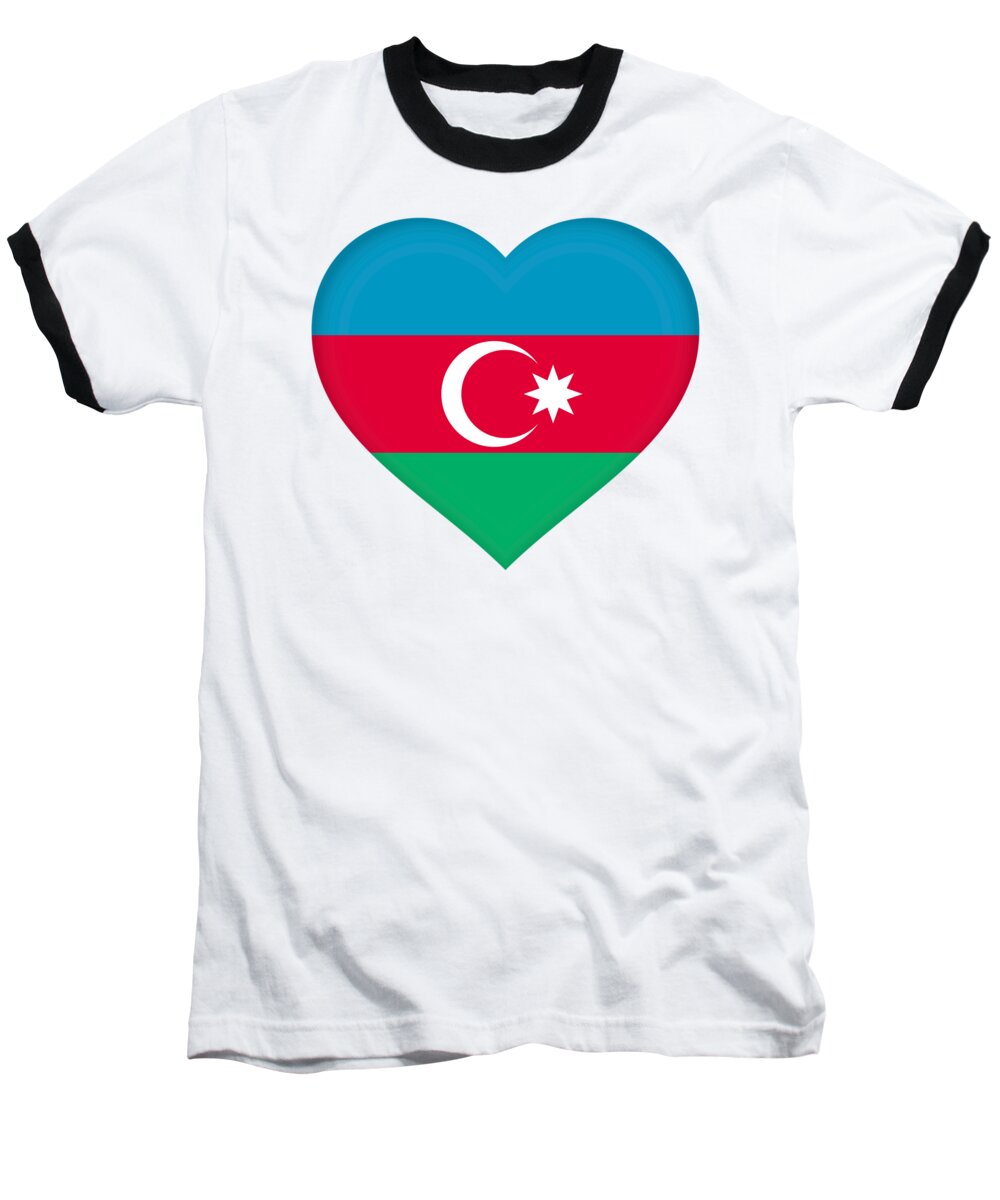 Azerbaijan Baseball T-Shirt featuring the digital art Flag of Azerbaijan Heart by Roy Pedersen