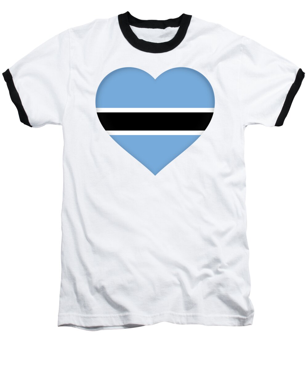  Batswana Baseball T-Shirt featuring the digital art Flag of Botswana Heart by Roy Pedersen