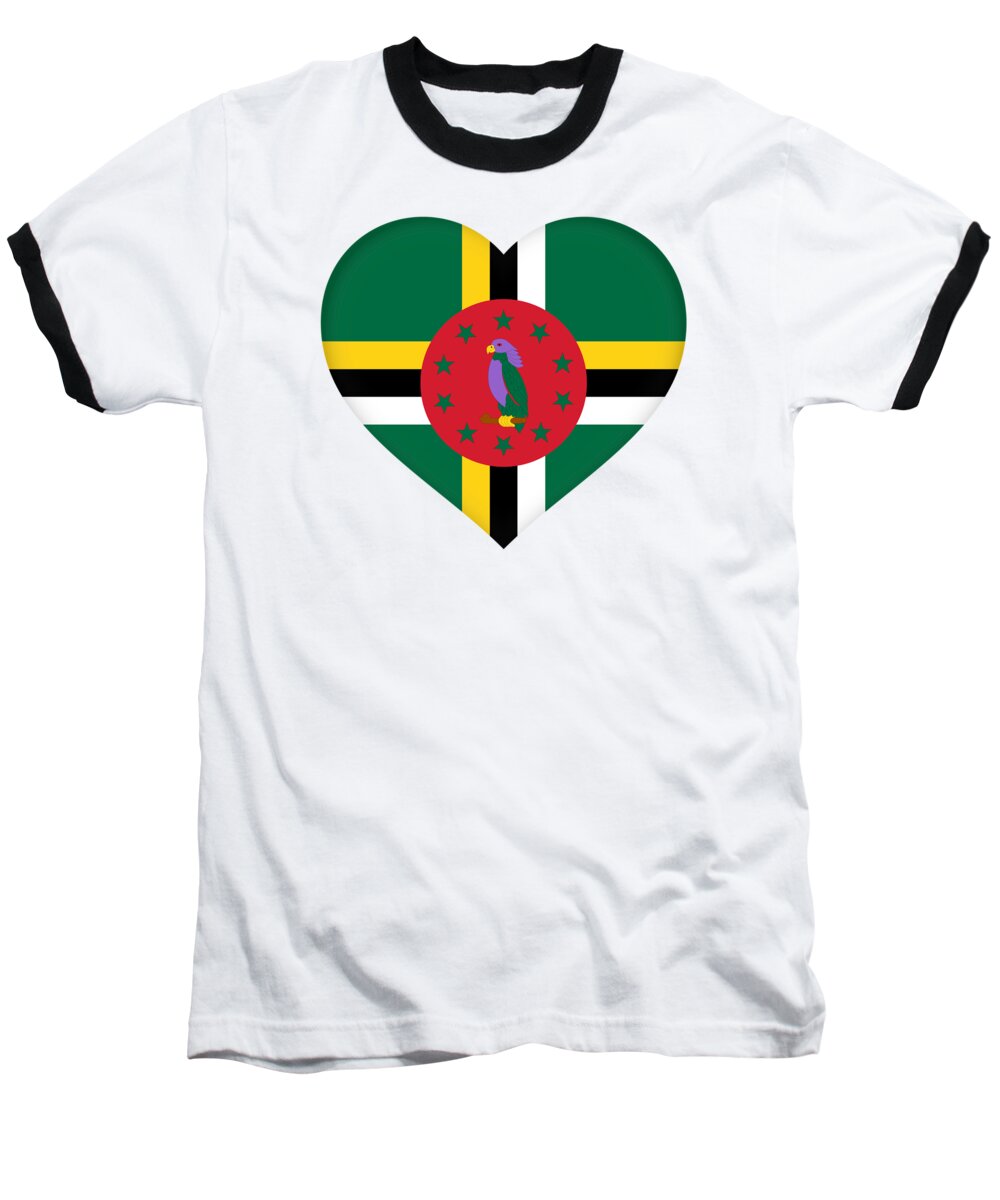 Dominica Baseball T-Shirt featuring the digital art Flag of Dominica Heart by Roy Pedersen