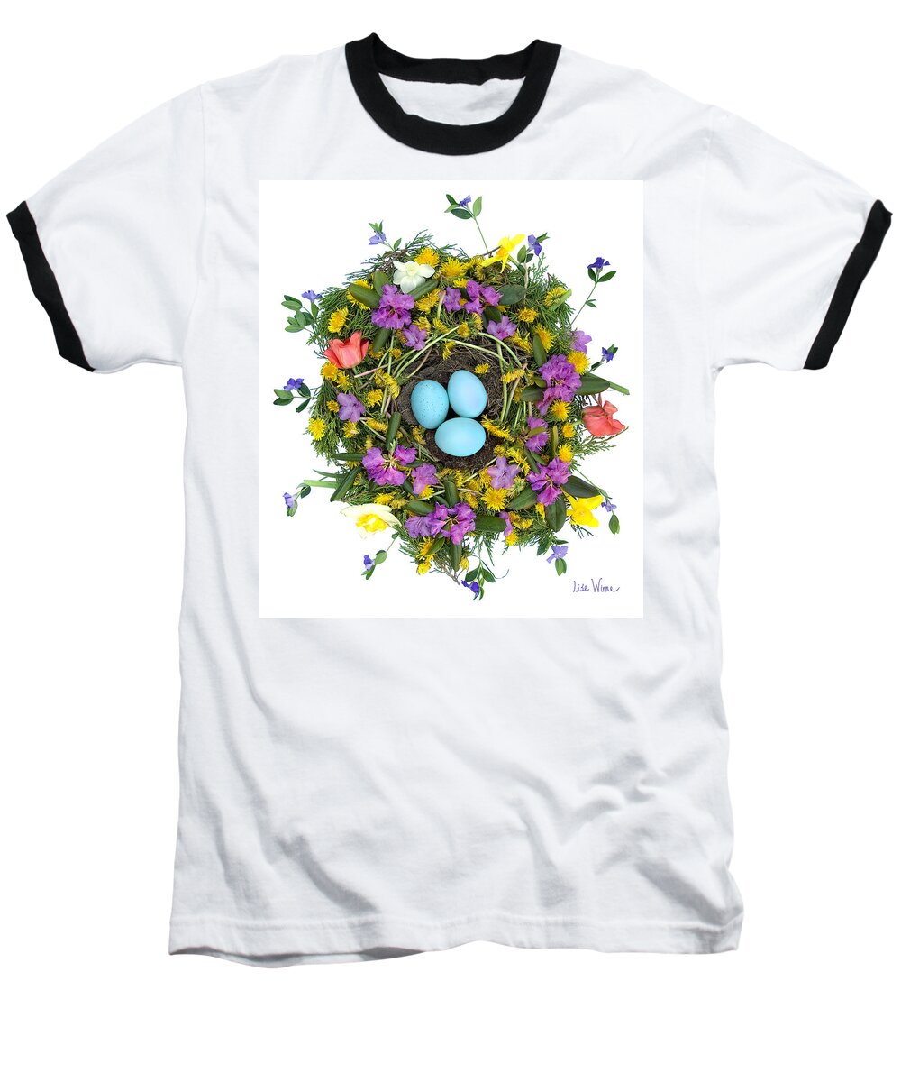 Lise Winne Baseball T-Shirt featuring the digital art Flower Nest by Lise Winne