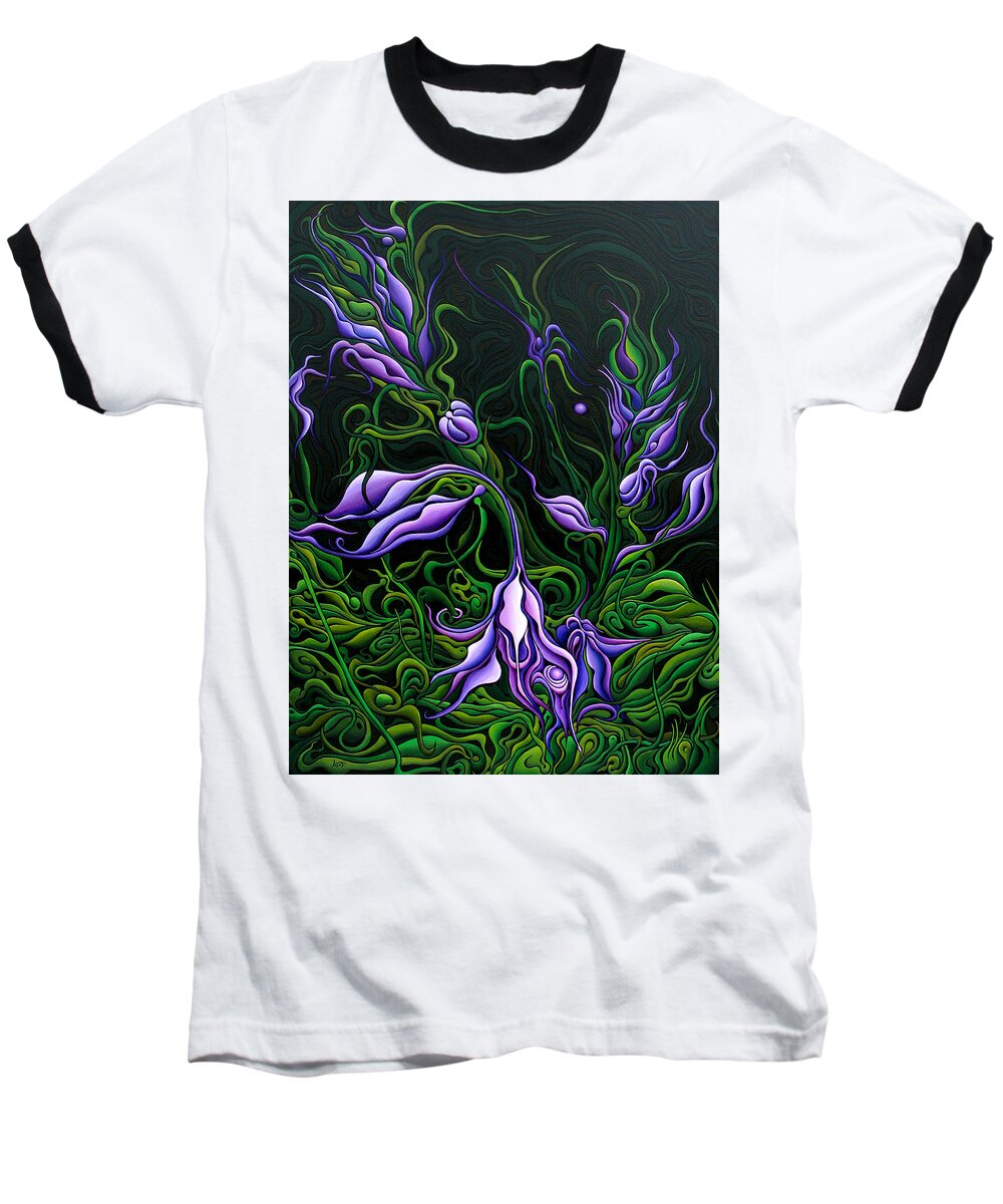 Hosta Baseball T-Shirt featuring the painting Flowers From the Failed Fiction by Amy Ferrari