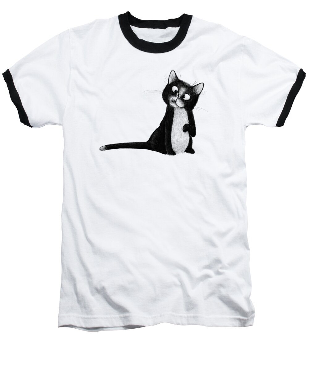 Cat Baseball T-Shirt featuring the digital art Fly on Cat by Michael Ciccotello
