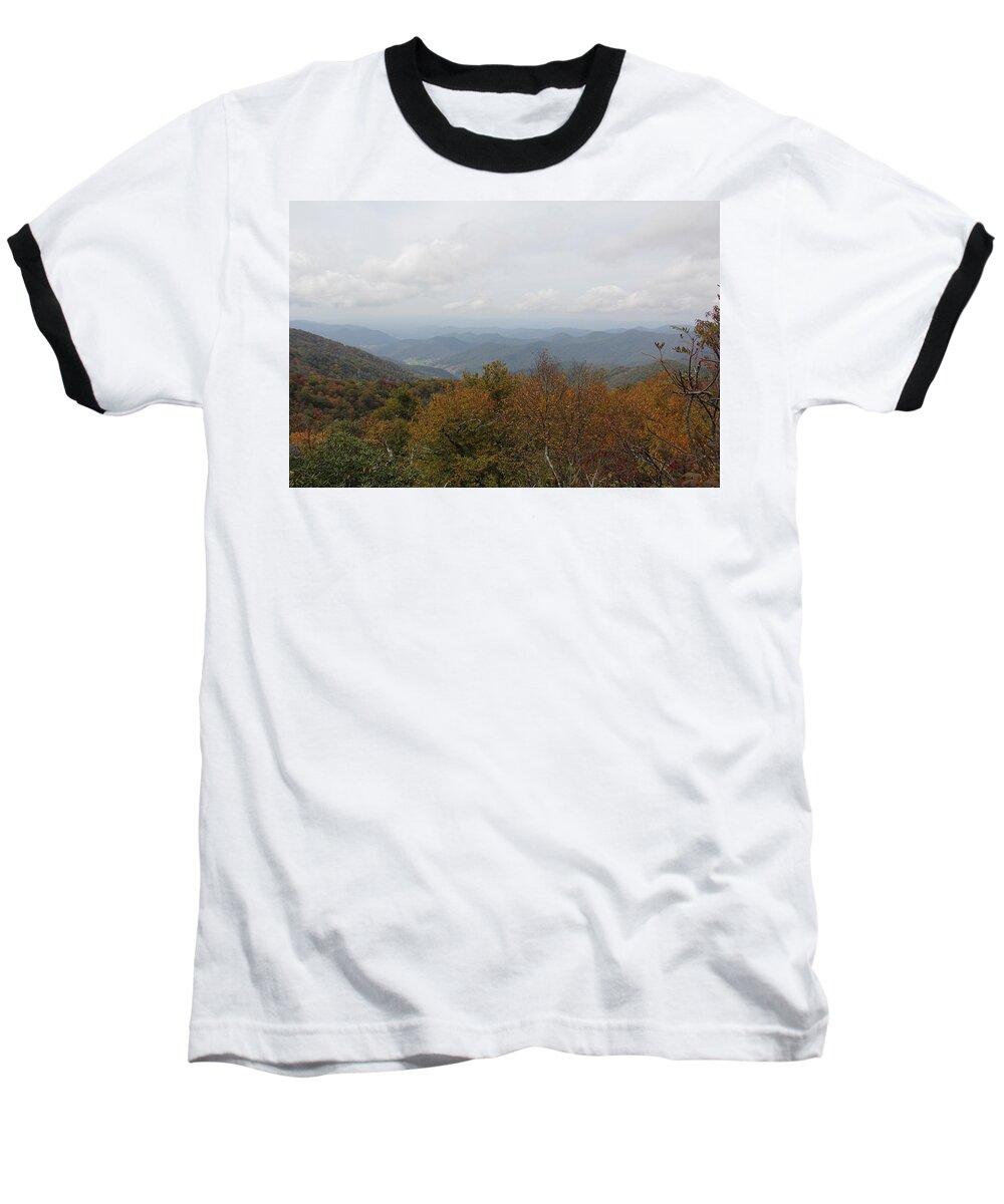 Mountain Top Baseball T-Shirt featuring the photograph Forest Landscape View by Allen Nice-Webb
