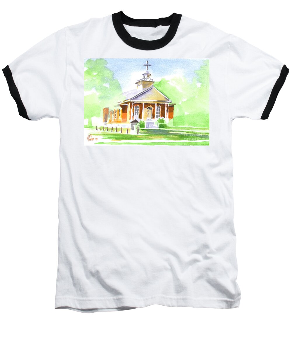 Fort Hill Methodist Church 2 Baseball T-Shirt featuring the painting Fort Hill Methodist Church 2 by Kip DeVore
