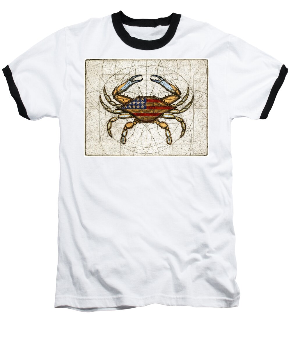 Charles Harden Baseball T-Shirt featuring the painting Fourth of July Crab by Charles Harden