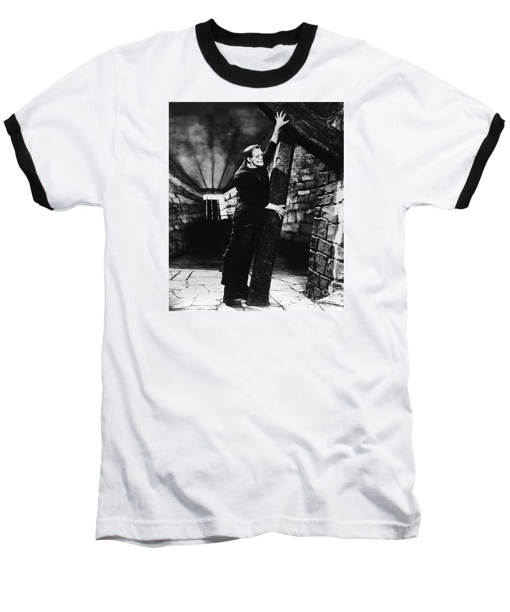 Frankenstein Baseball T-Shirt featuring the photograph Frankenstein Boris Karloff classic film image by Vintage Collectables
