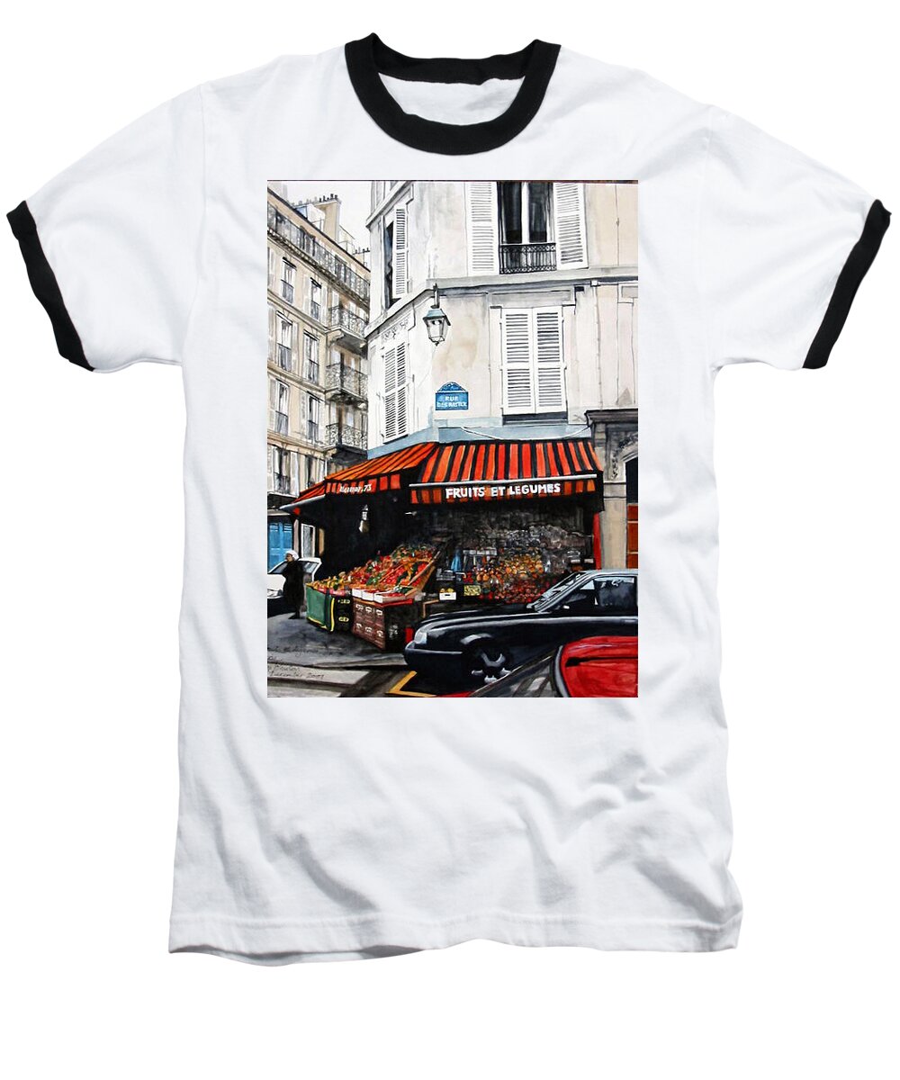 Paris Baseball T-Shirt featuring the painting Fruits et Legumes by Tim Johnson