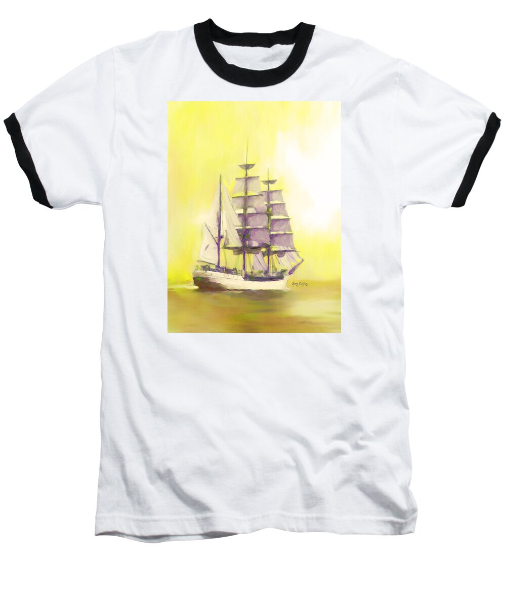 Sailing Baseball T-Shirt featuring the painting Full Sail by Greg Collins