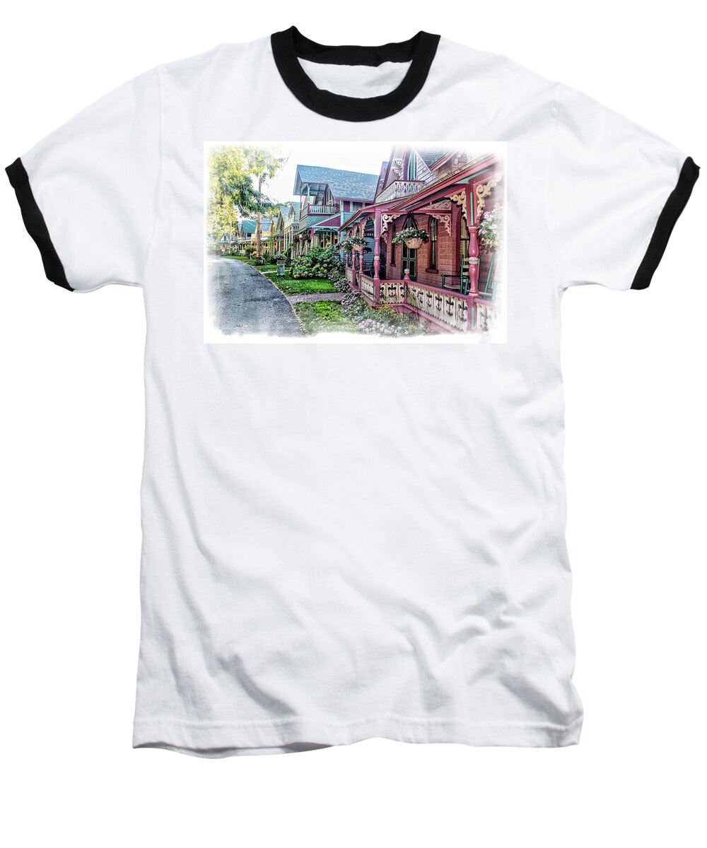 Martha�s Vineyard Baseball T-Shirt featuring the photograph Gingerbread Row by Constantine Gregory