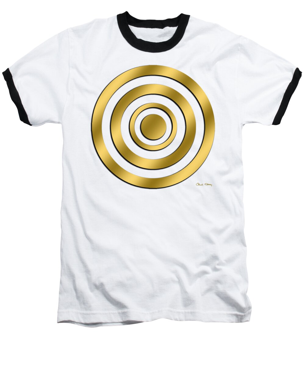 Gold Circles Baseball T-Shirt featuring the digital art Gold Circles by Chuck Staley