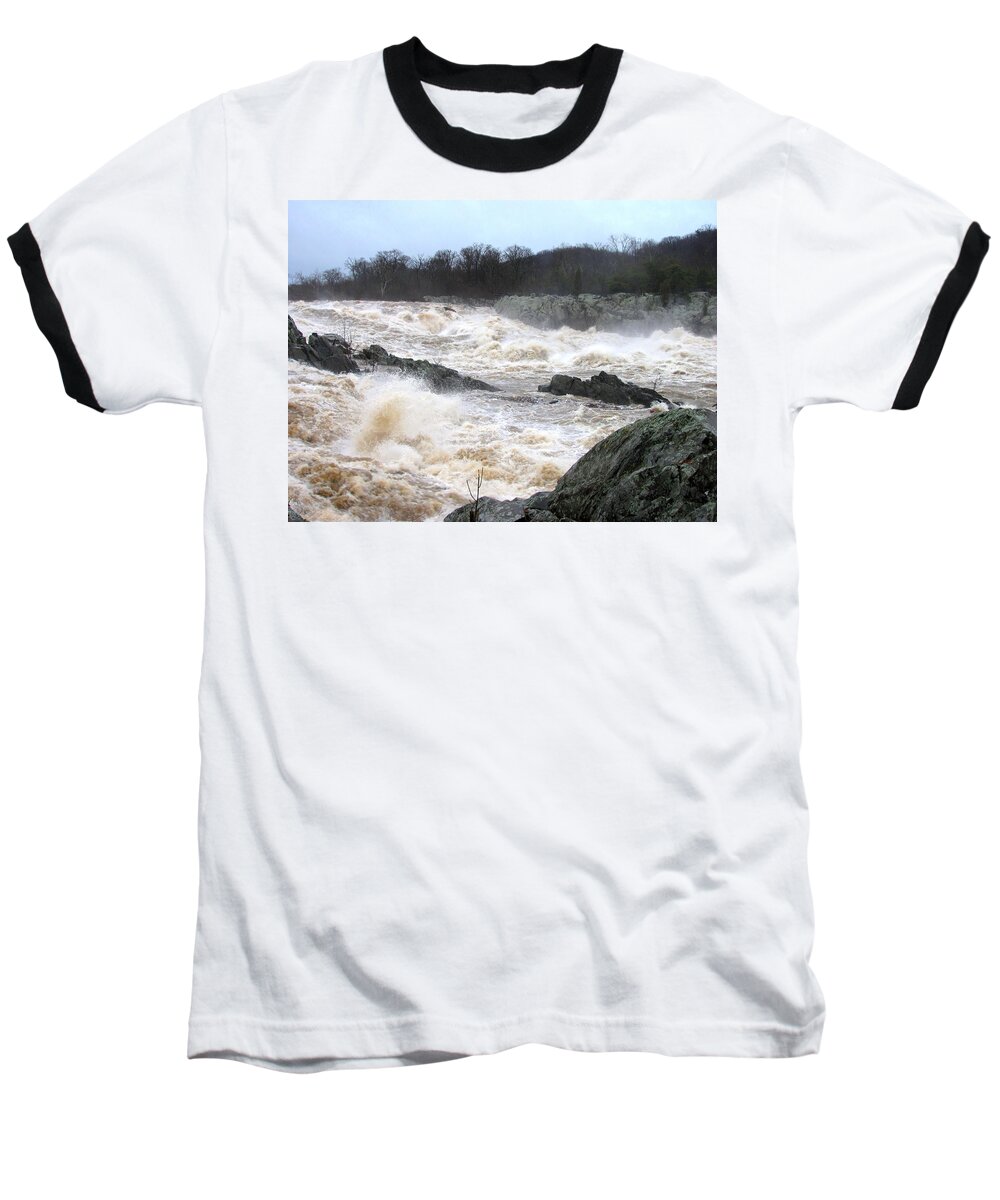 Potomac River Baseball T-Shirt featuring the photograph Great Falls Torrent by Joshua Bales