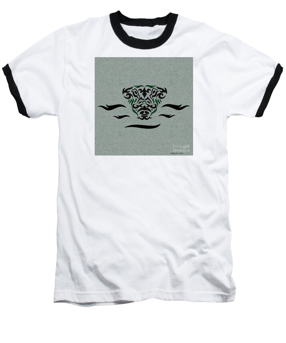Alligator Baseball T-Shirt featuring the digital art Green Tribal Gator by Megan Dirsa-DuBois