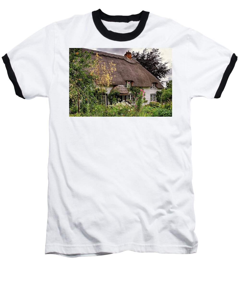 Cottage Baseball T-Shirt featuring the photograph Hampshire Thatched Cottages 9 by Shirley Mitchell