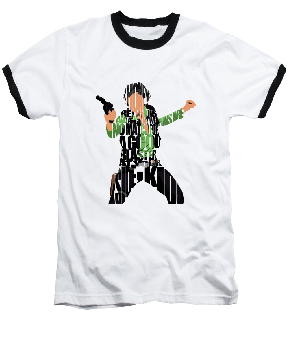 Han Solo Baseball T-Shirt featuring the painting Han Solo from Star Wars by Inspirowl Design