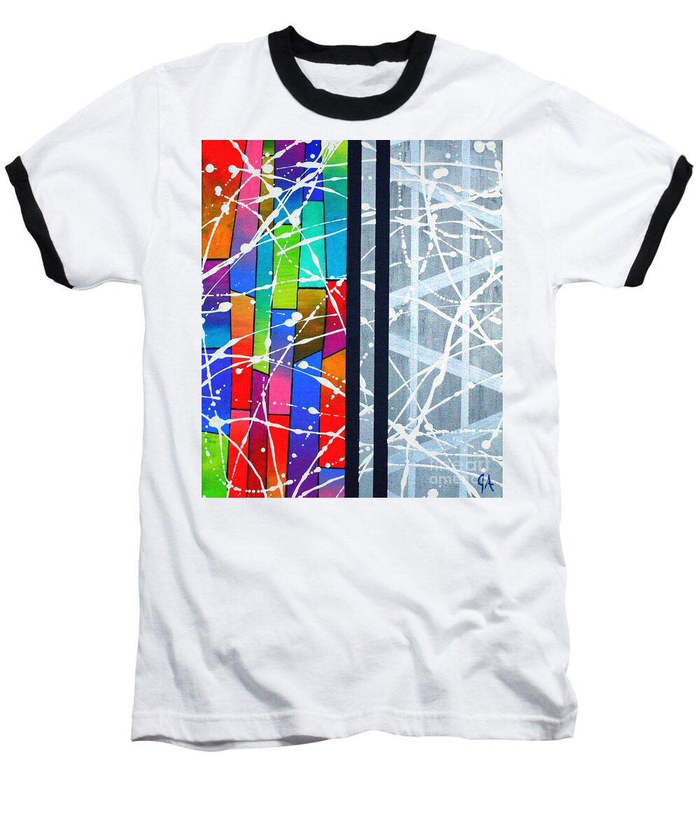 Sky Baseball T-Shirt featuring the painting Happiness Against The Steel by Jeremy Aiyadurai