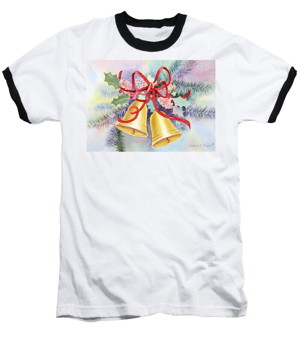 Christmas Bells Baseball T-Shirt featuring the painting Hear Them Ring by Deborah Ronglien