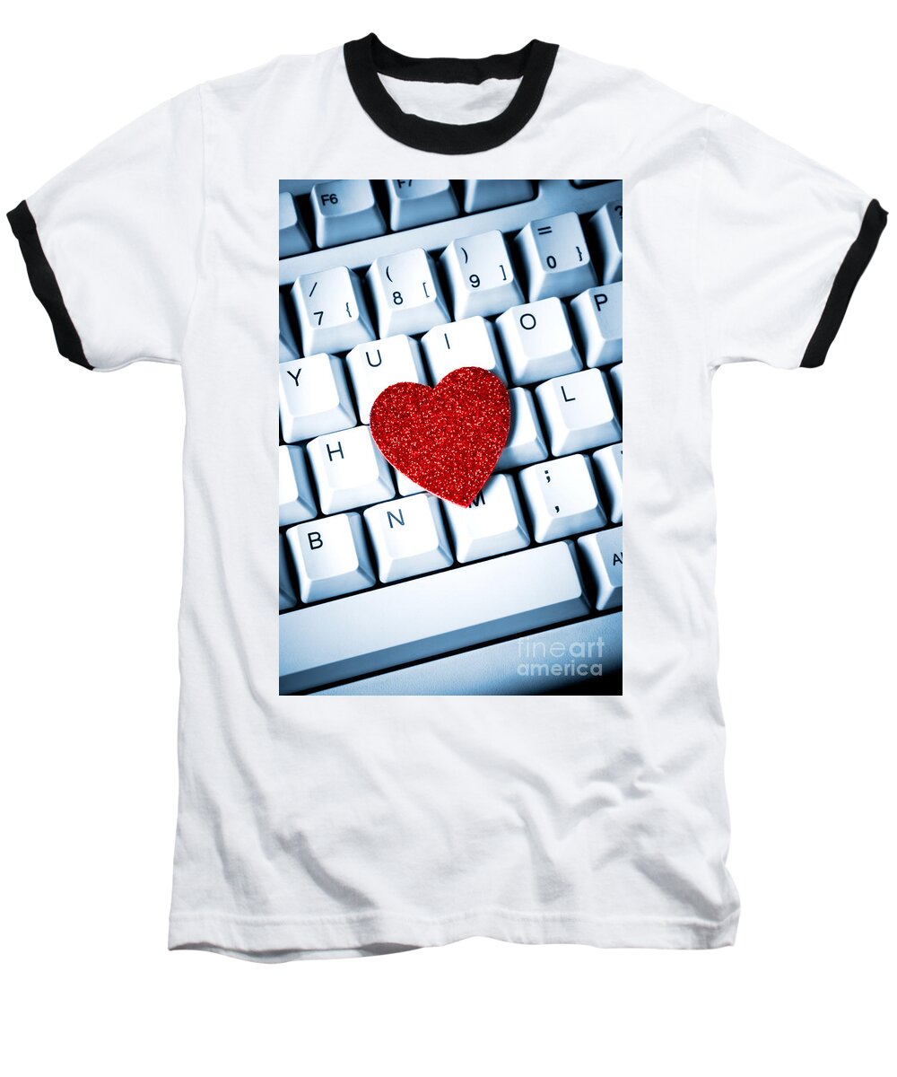 Heart Baseball T-Shirt featuring the photograph Heart on keyboard by Kati Finell