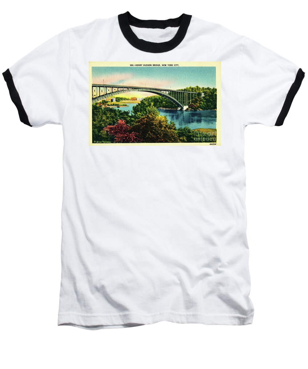 Postcard Baseball T-Shirt featuring the photograph Henry Hudson Bridge Postcard by Cole Thompson