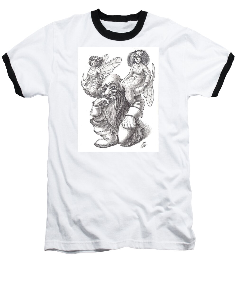  Fairy Tale. Illustrative Baseball T-Shirt featuring the drawing Horns by Victor Molev