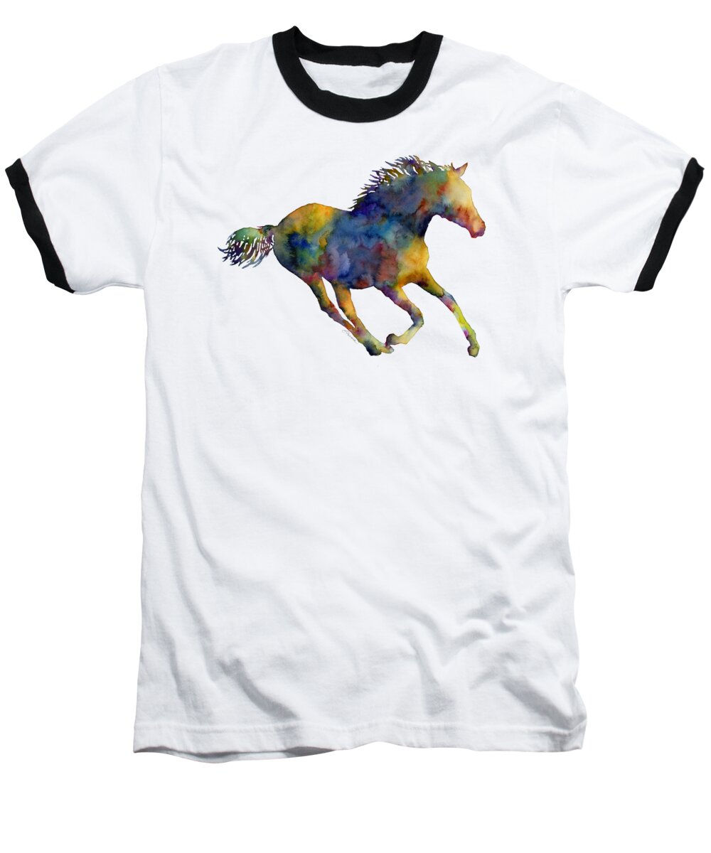 Horse Baseball T-Shirt featuring the painting Horse Running by Hailey E Herrera