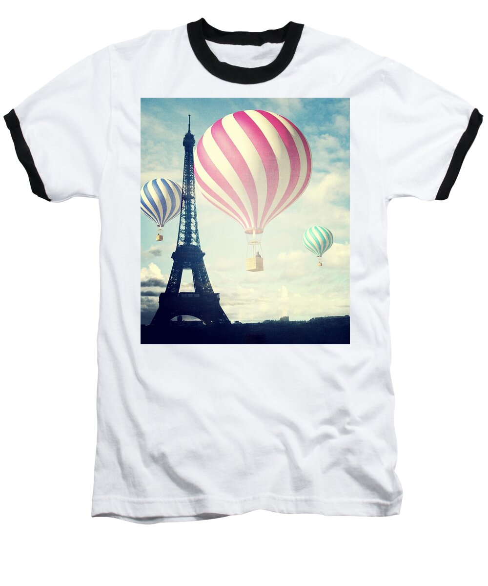 Hot Air Balloon Baseball T-Shirt featuring the photograph Hot Air Balloons in Paris #1 by Marianna Mills