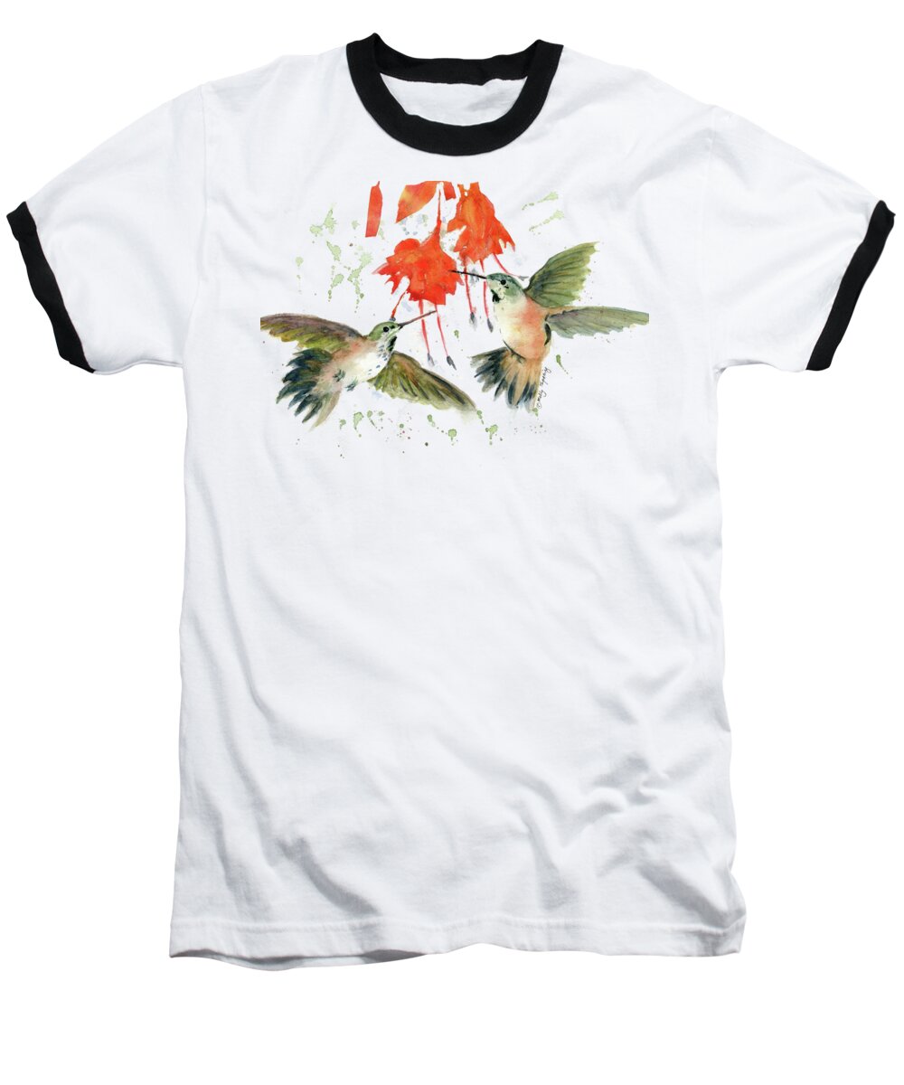 Hummingbird Baseball T-Shirt featuring the painting Hummingbird Watercolor by Melly Terpening
