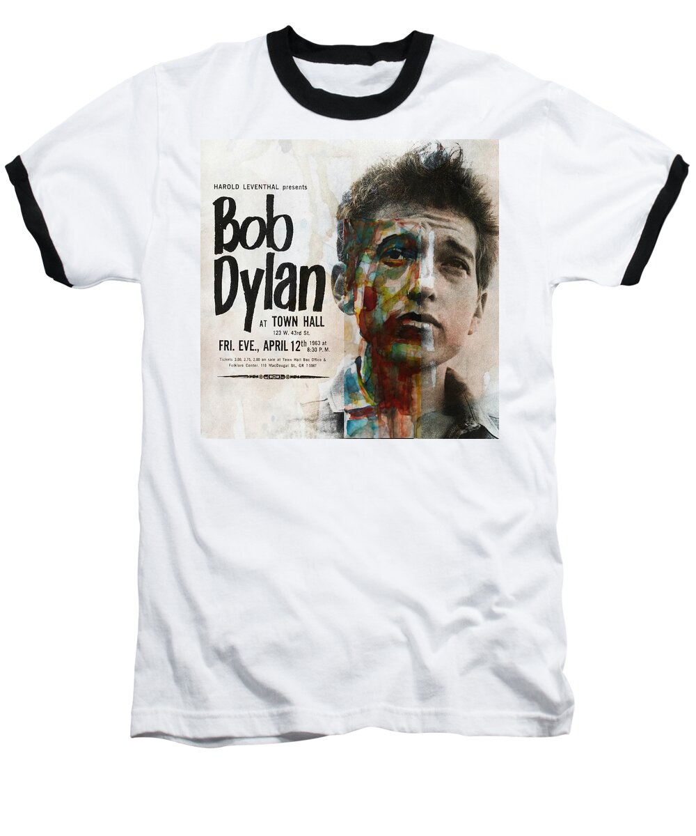Bob Dylan Baseball T-Shirt featuring the mixed media I Want You - Retro Poster by Paul Lovering