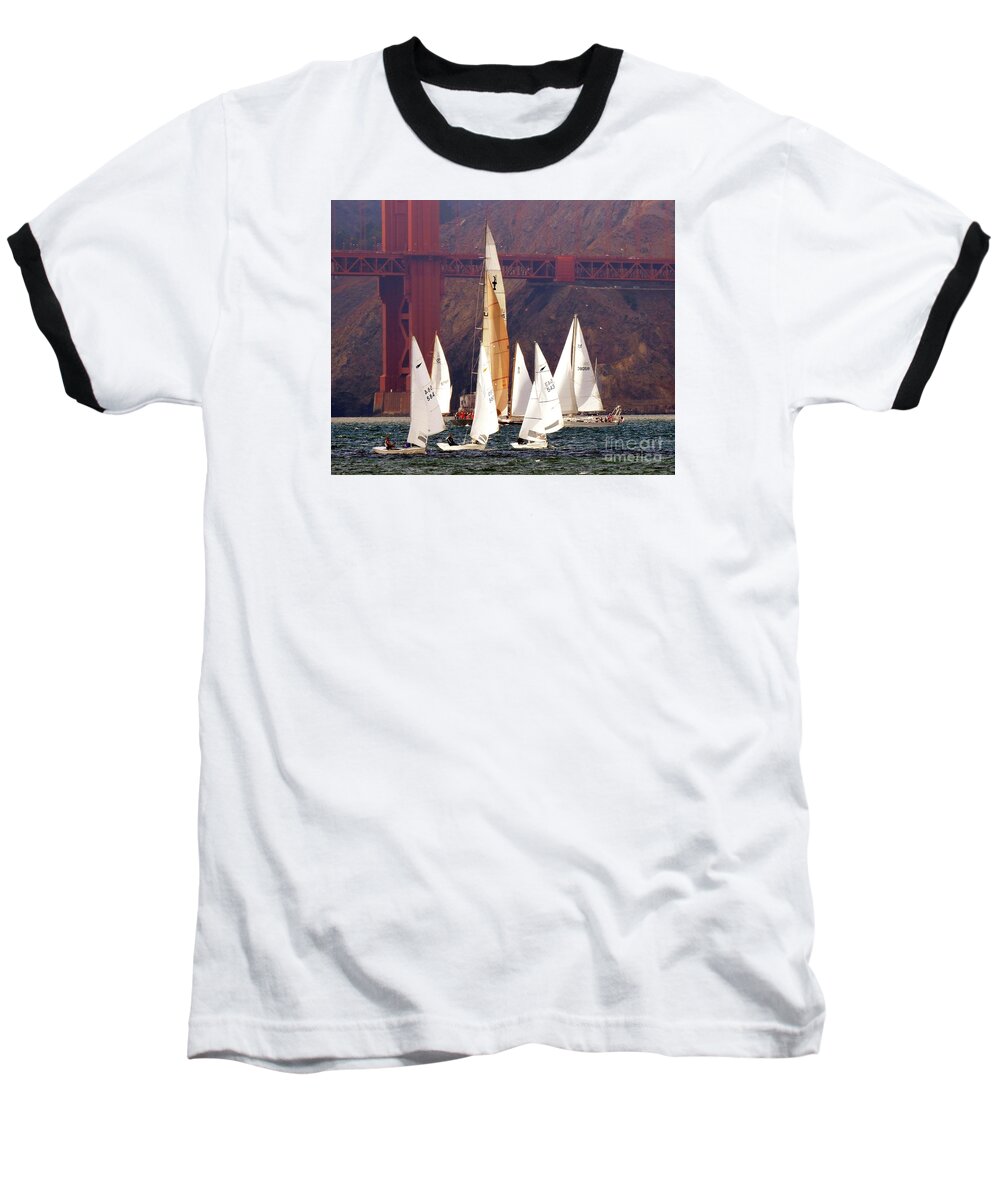 Mercury Class-sailing-competition Baseball T-Shirt featuring the photograph In the Mix by Scott Cameron