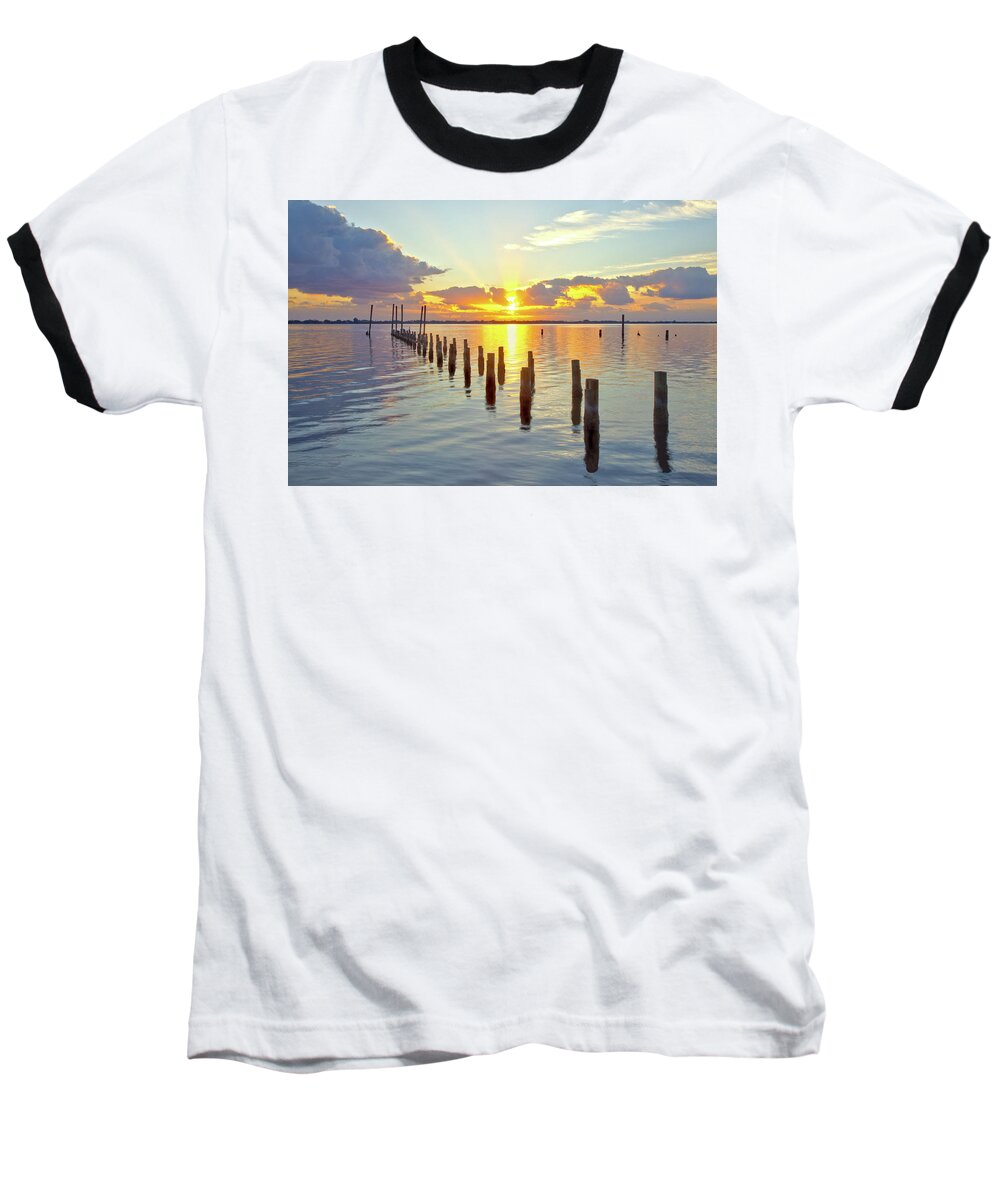 16323 Baseball T-Shirt featuring the photograph Indian River Sunrise by Gordon Elwell
